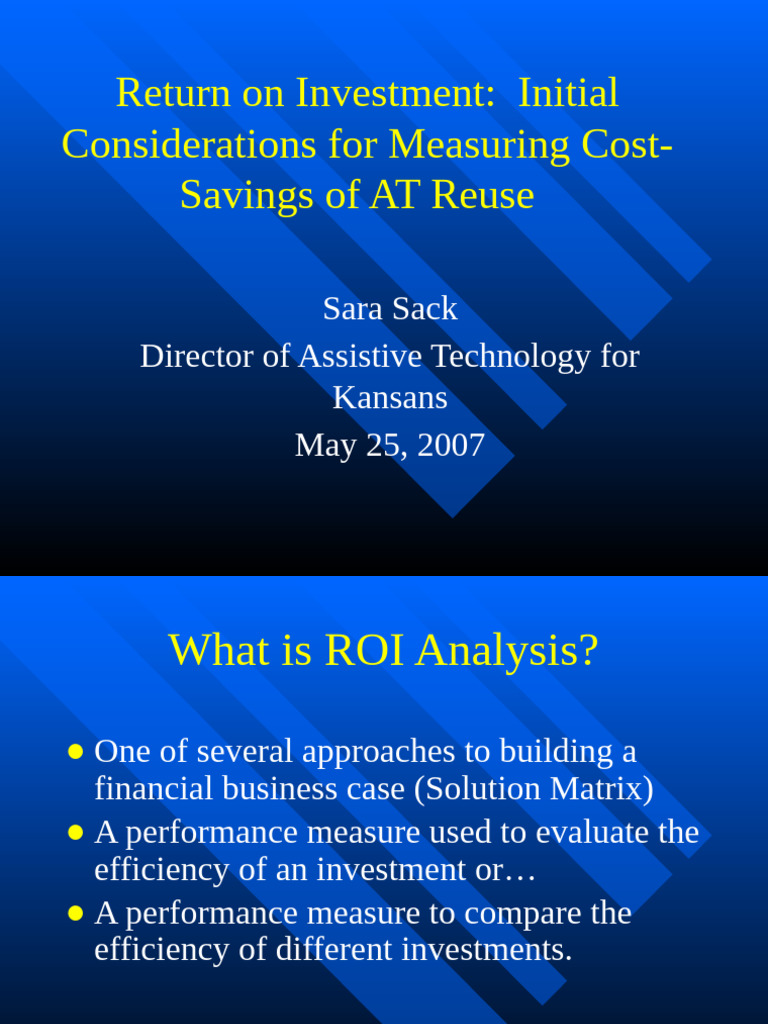 Measuring ROI for Assistive Technology | PDF | Return On Investment ...