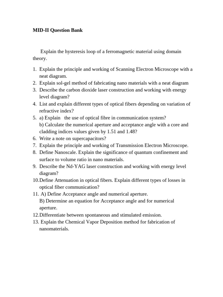 MID-II Question Bank on Materials Science | PDF
