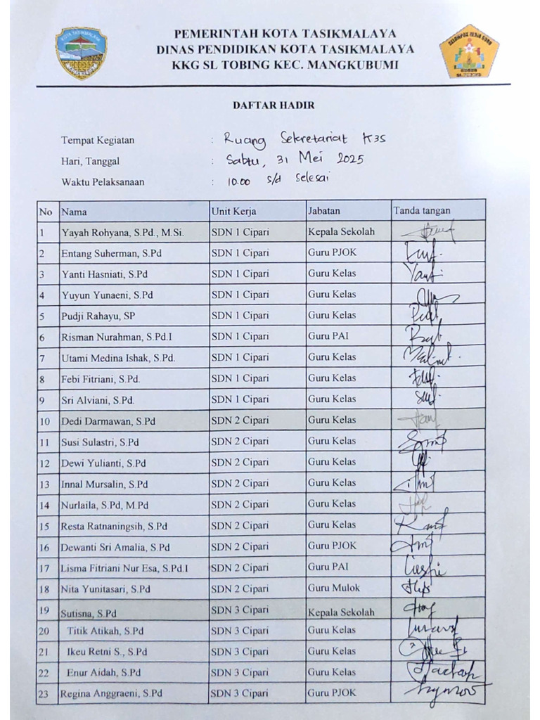 Daftar Hadir | PDF