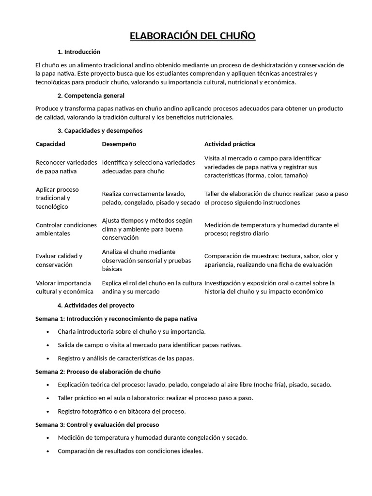 Proceso de Elaboración del Chuño Andino | PDF | Patata | Mercado (economía)