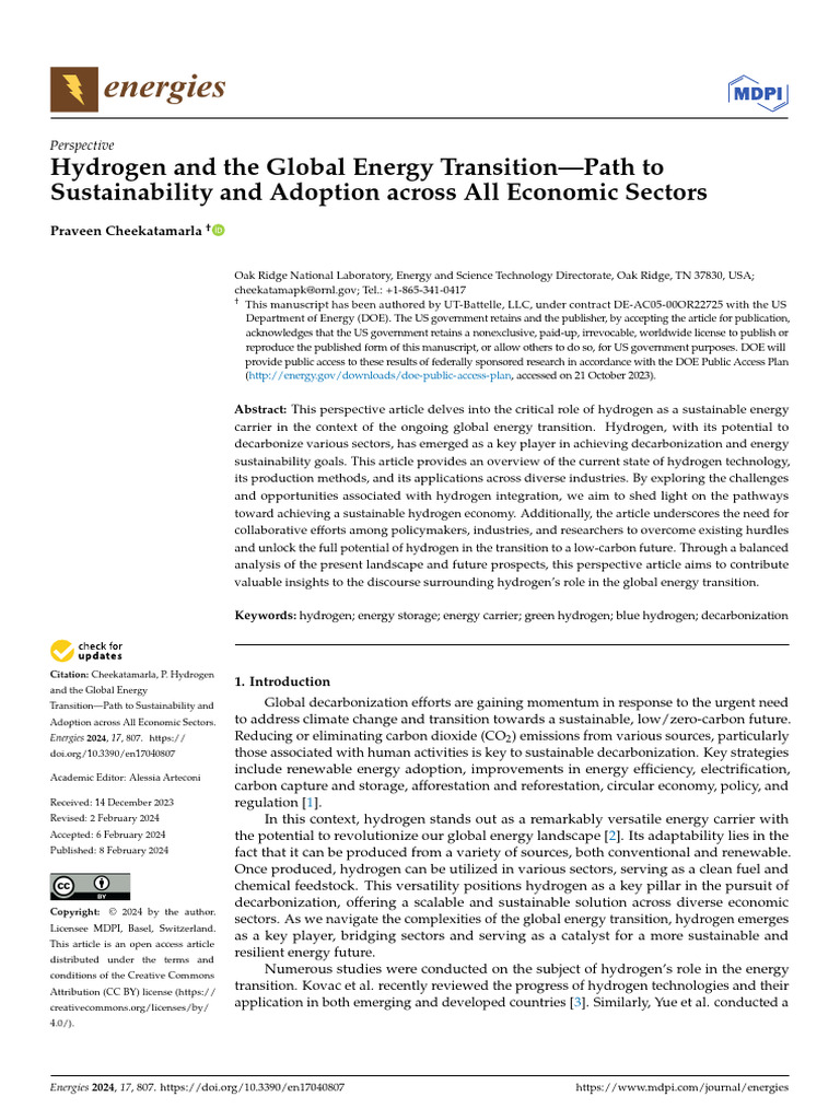 Energies 17 00807 | PDF | Energy Development | Climate Change Mitigation