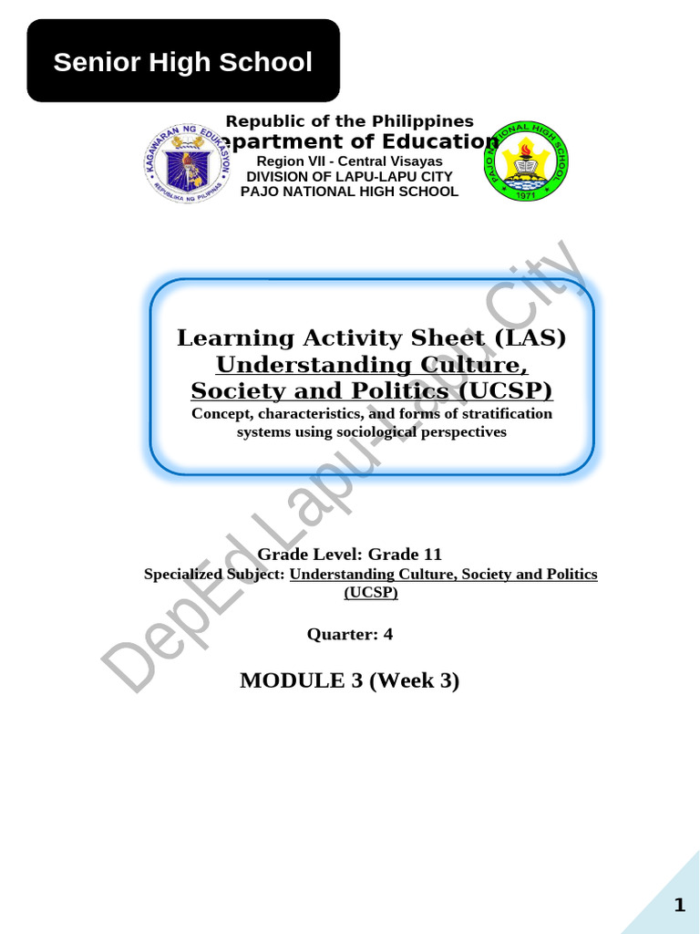 Understanding Social Stratification in UCSP | PDF | Social ...