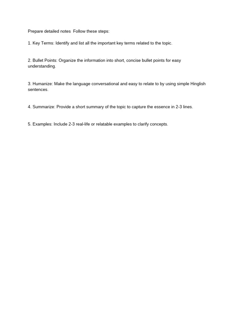 Prepare Detailed Notes Follow These Steps | PDF
