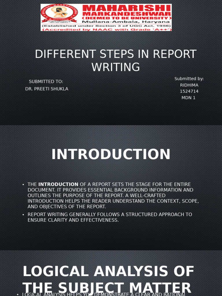 Different Steps in Report Writing | PDF | Methodology | Analysis