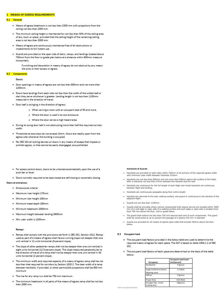 FLS Egress Design and Requirements | PDF | Stairs | Door