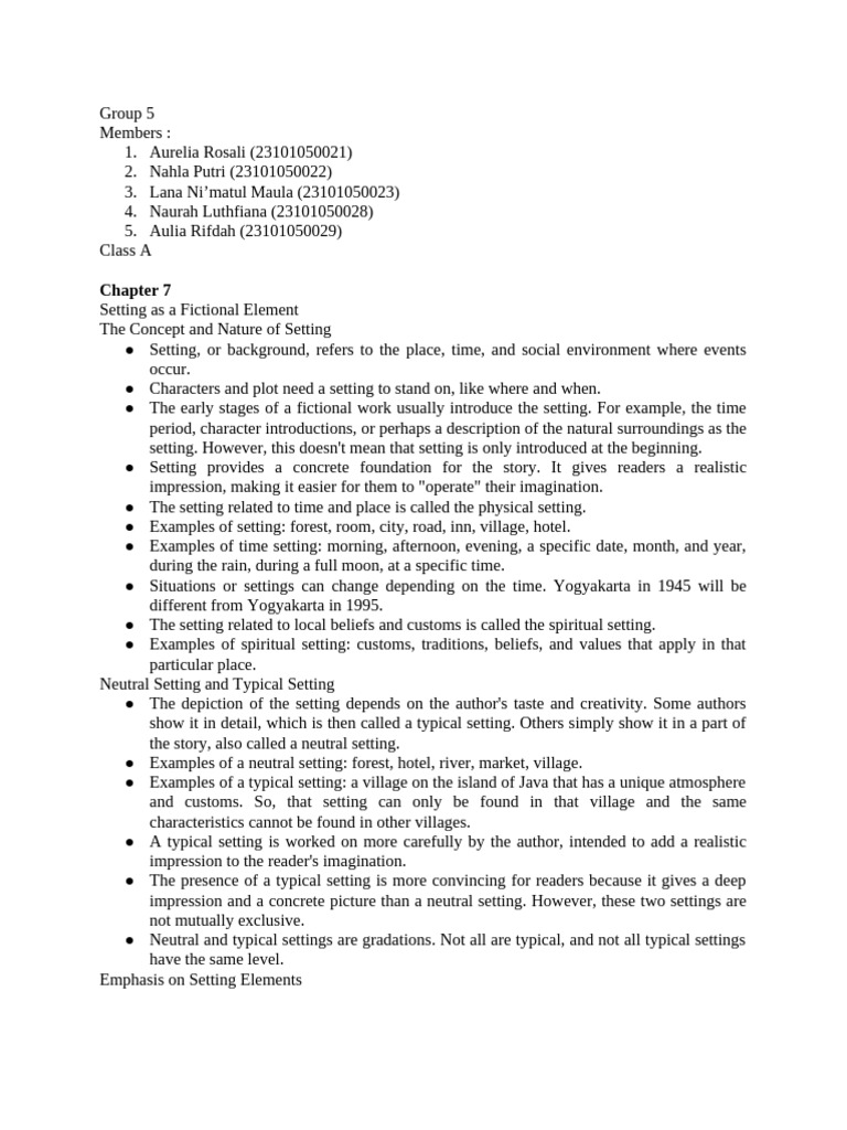 Understanding Setting in Fiction | PDF | Narration