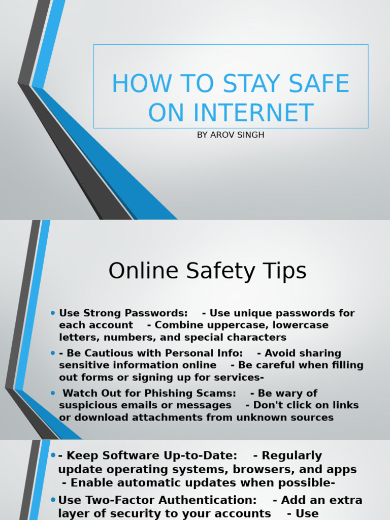 How To Stay Safe On Internet by Arov Singh | PDF