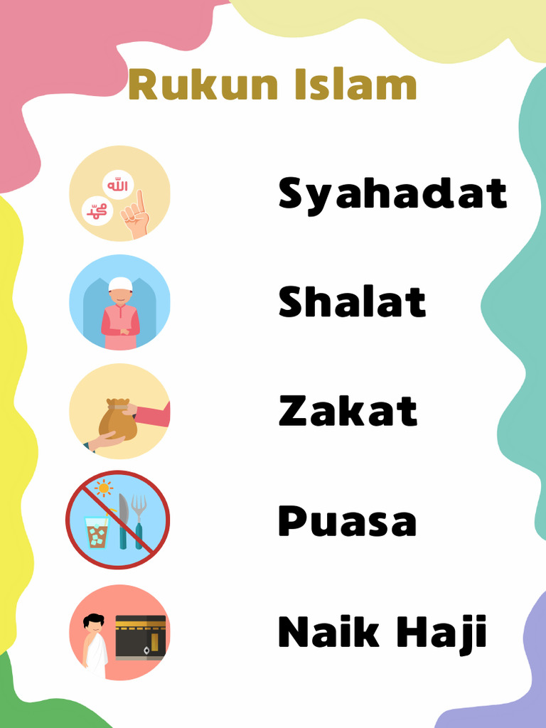 Menulis Rukun Islam Lembar Kerja Abu Kuning Ilustrasi | PDF