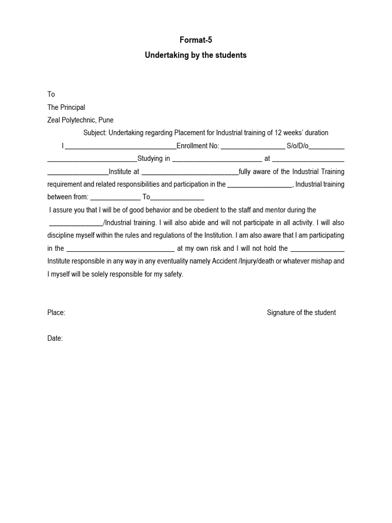 Format 5 Students Undertaken Form | PDF