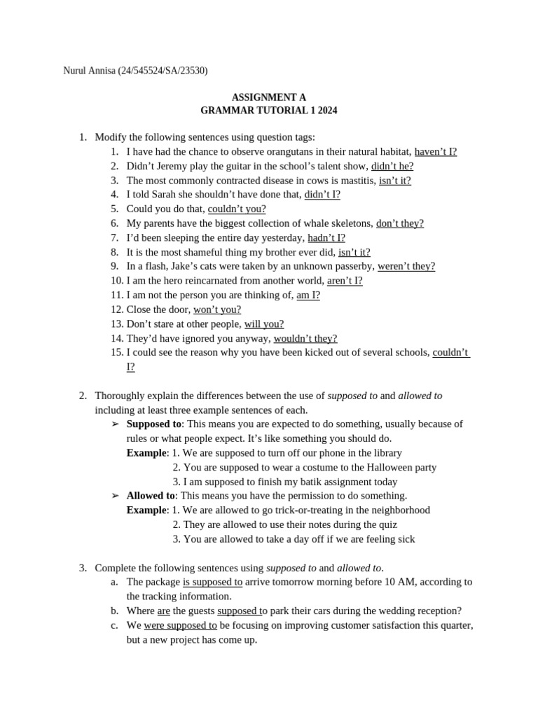 Grammar Tutorial: Question Tags & Usage | PDF