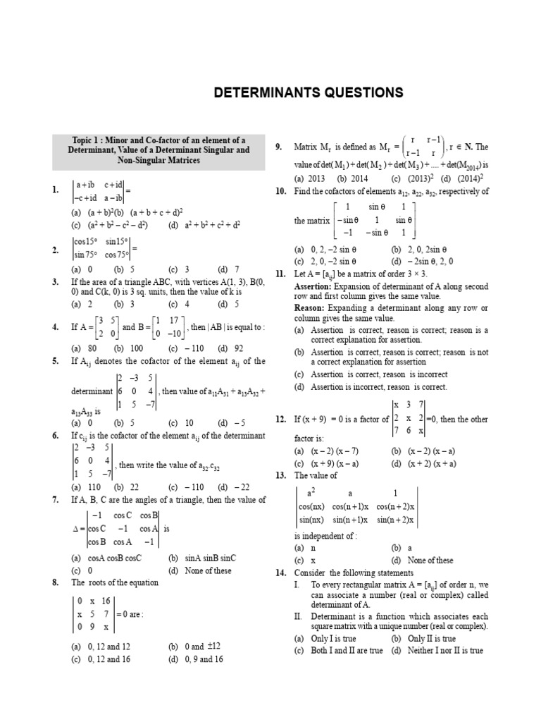 Determinants CET | PDF | Mathematics | Mathematical Objects