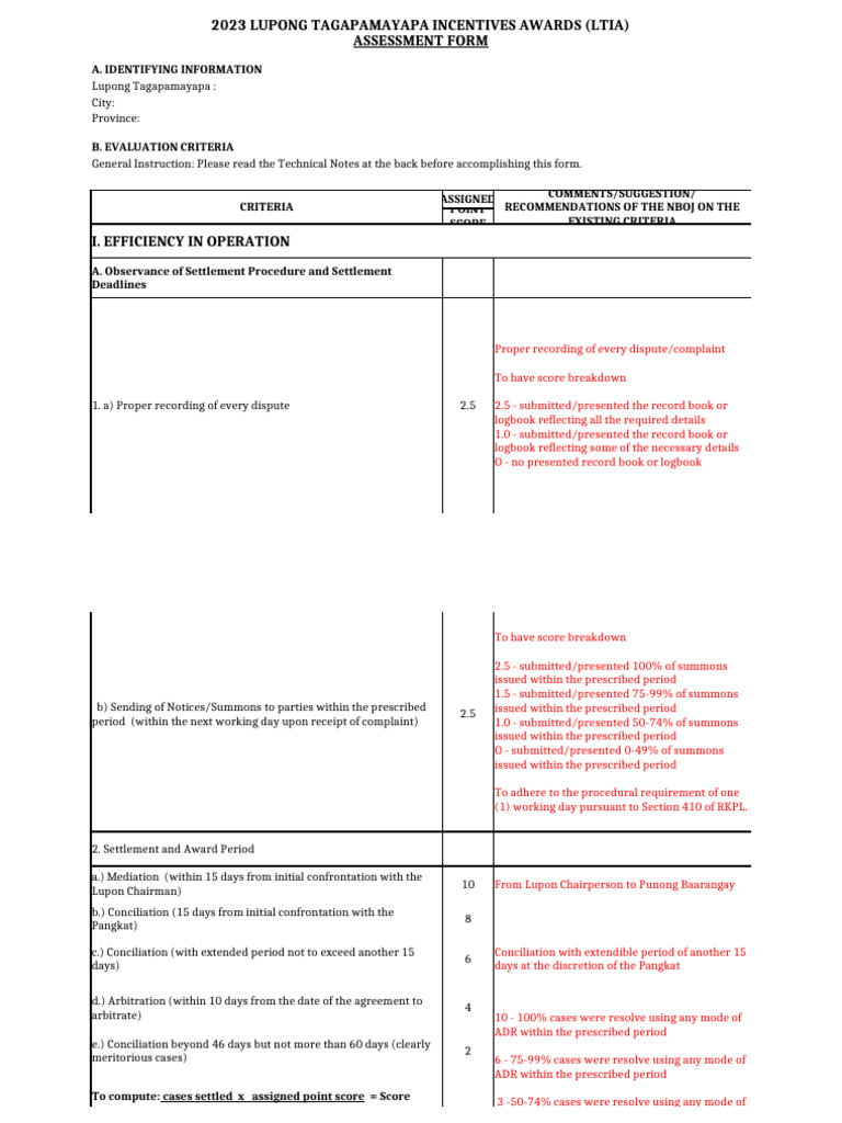 2023 LTIA Assessment Form Guide | PDF | Alternative Dispute Resolution ...
