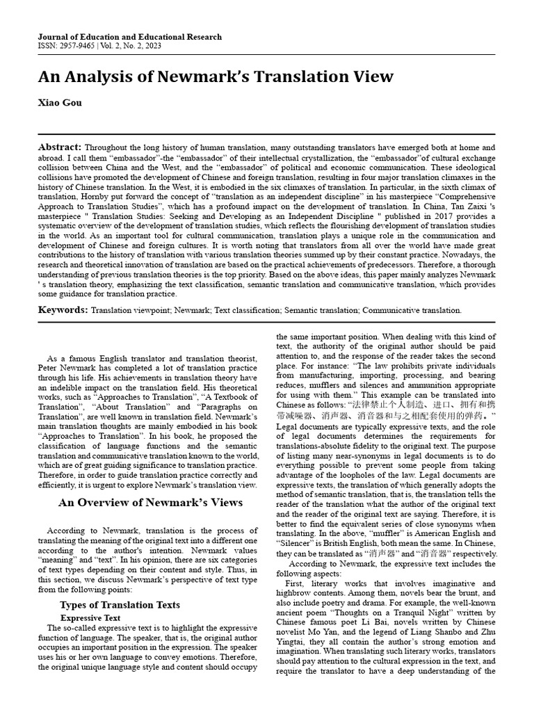 Newmark's Translation Theory Explained | PDF | Translations | Semantics