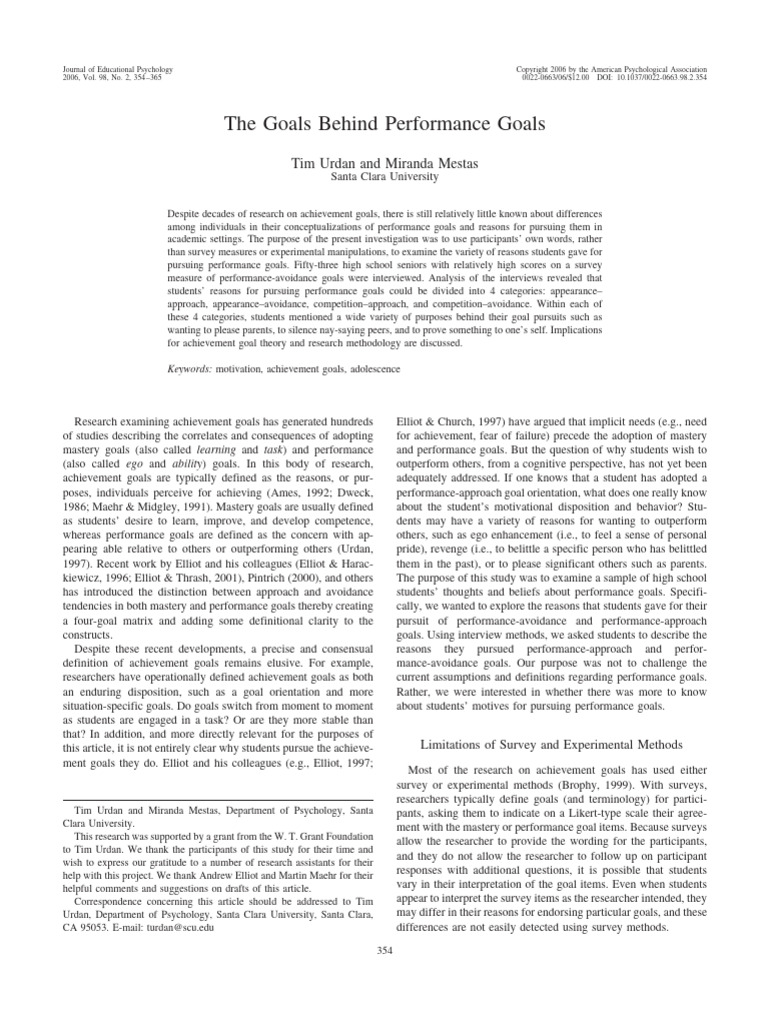 Understanding Student Performance Goals | PDF | Survey Methodology | Goal