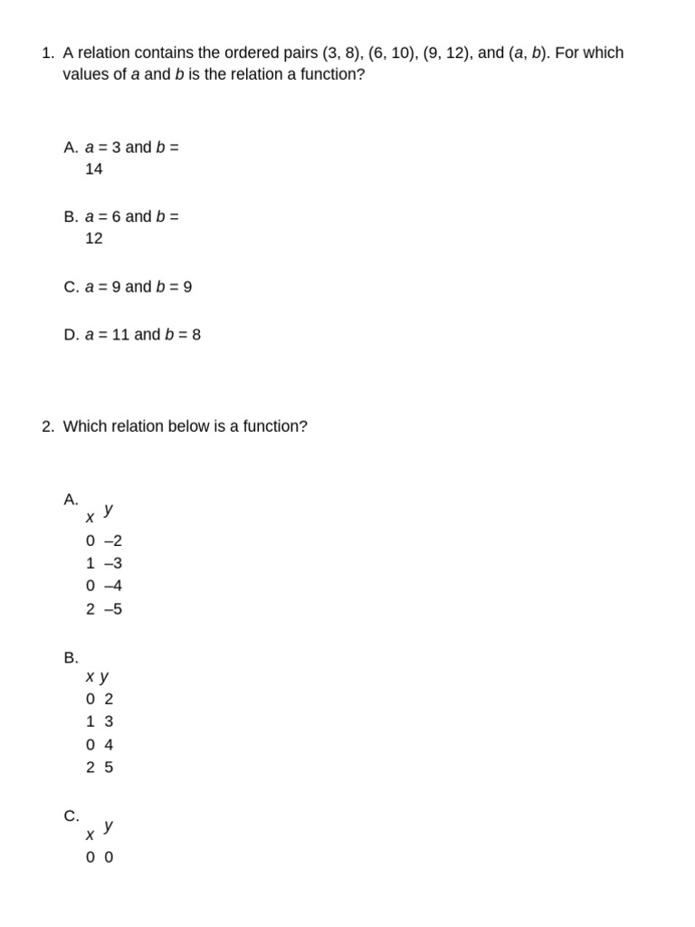 Function vs Non-Function Relations Explained | PDF | Function ...