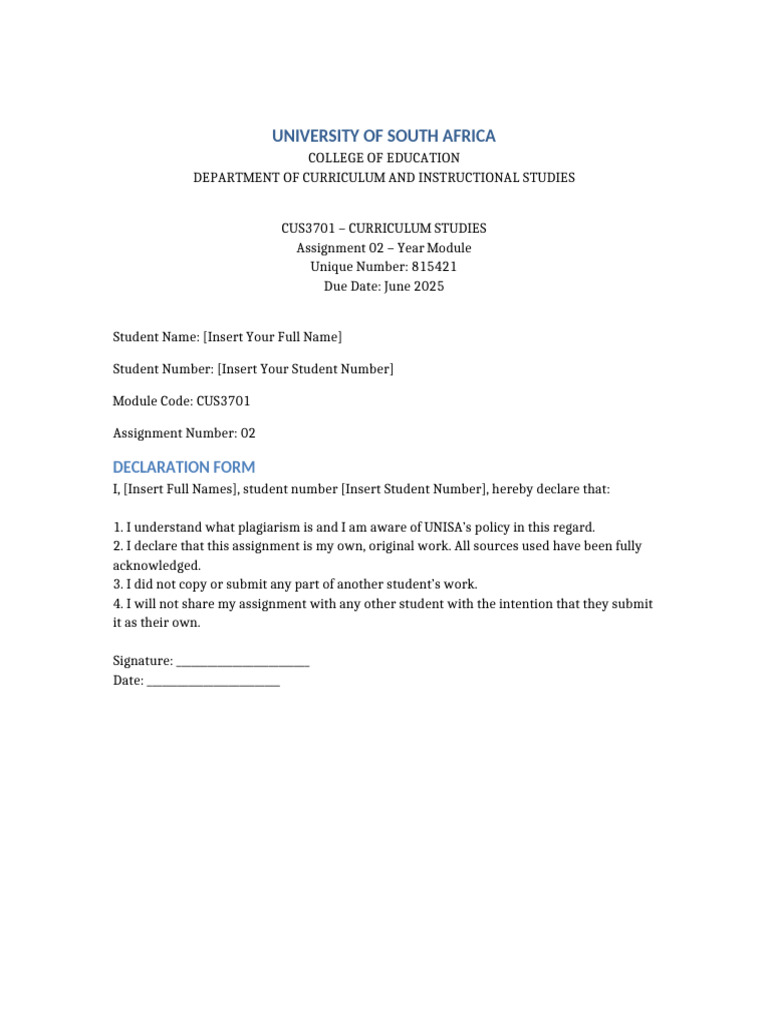 CUS3701 Assignment 02 Guidelines | PDF