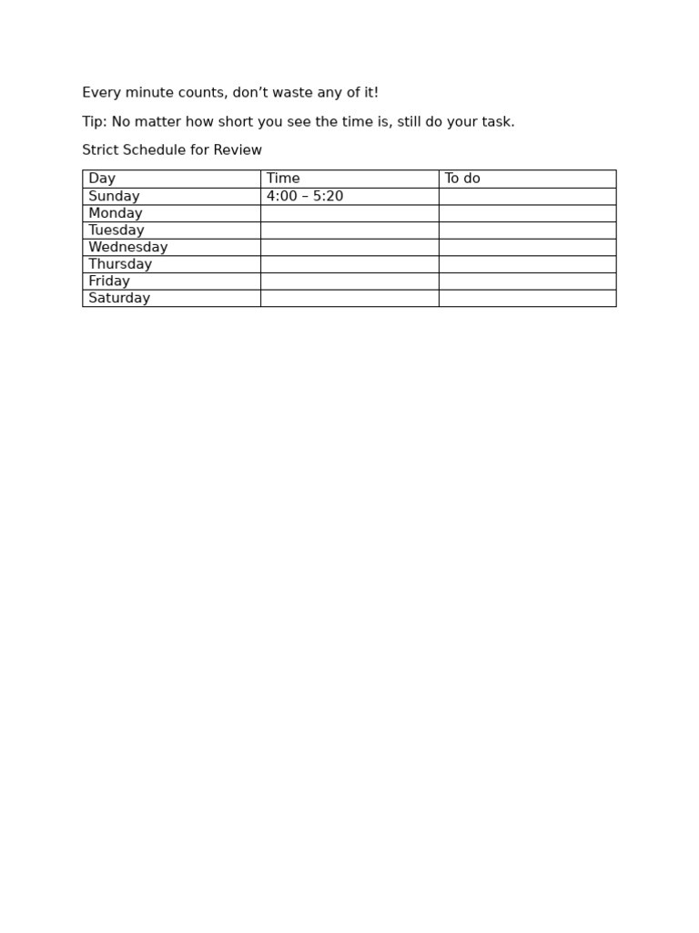 Time Management Tips and Schedule | PDF