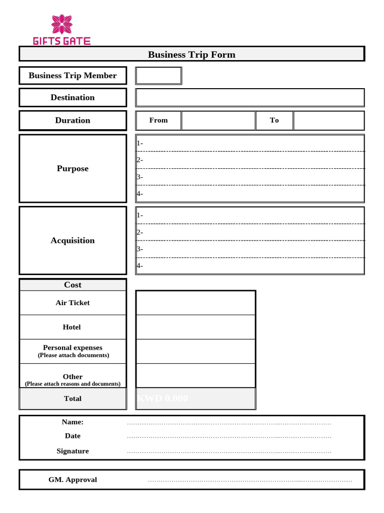 Business Trip Travel Request Form | PDF