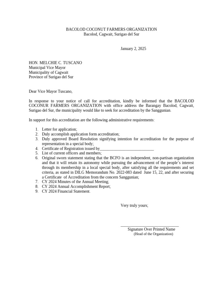 Accreditation Request for BCFO | PDF