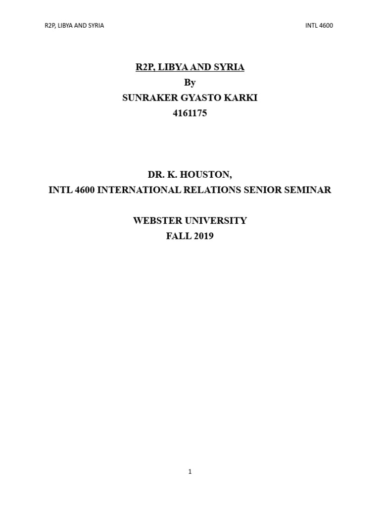 r2p Libya and Syria 1 | PDF | Responsibility To Protect | International ...