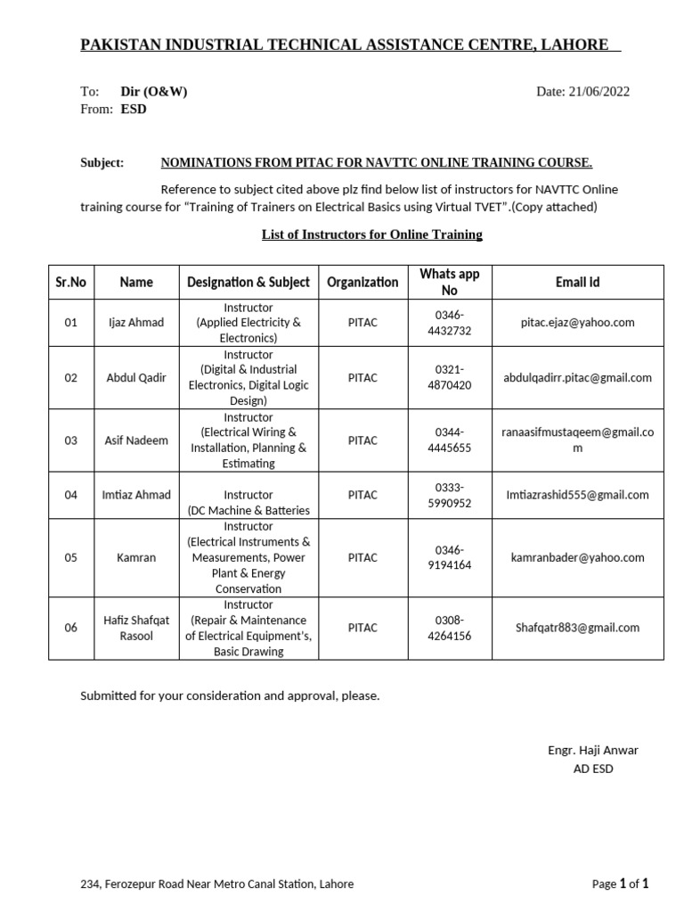 PITAC Instructors for NAVTTC Online Course | PDF | Electronics ...