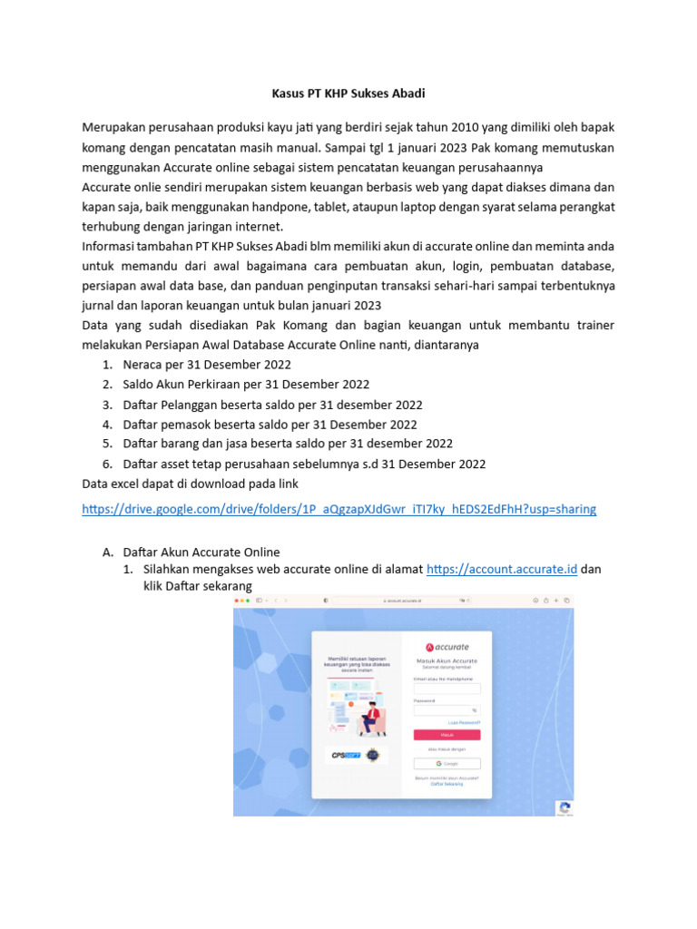 Panduan Akun Accurate Online KHP Sukses | PDF