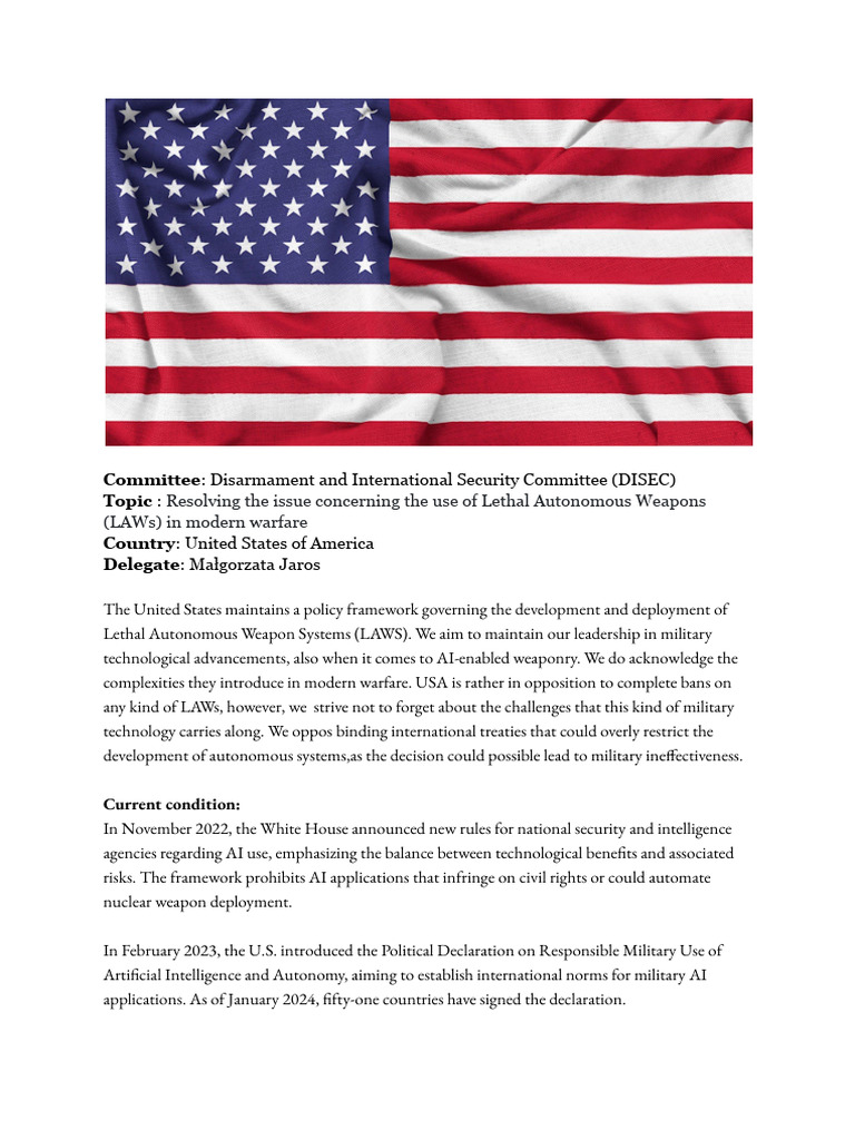 US Policy on Lethal Autonomous Weapons | PDF | Artificial Intelligence ...
