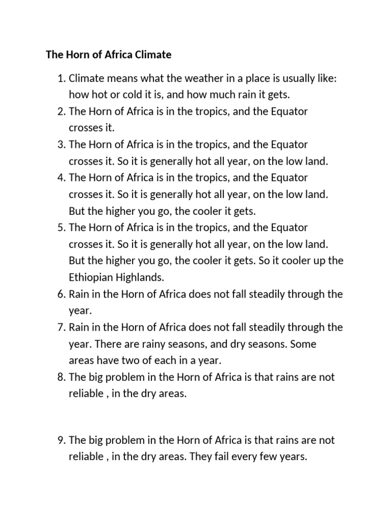The Horn of Africa Climate | PDF
