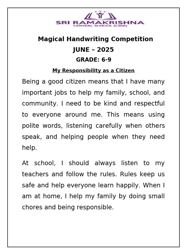 Magical Handwriting Contest Guidelines | PDF