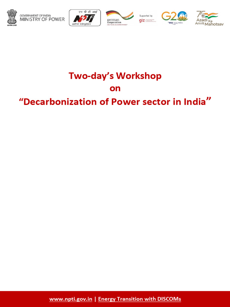 Flyer Decarbonization of Power Sector in India 1726501346 | PDF ...