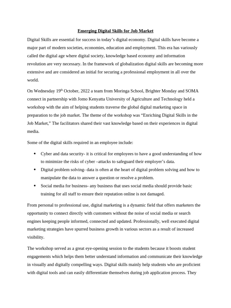 Essential Digital Skills for Job Success | PDF | Digital Marketing ...