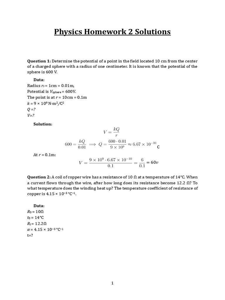 Physics Homework Solutions Explained | PDF | Electrical Components ...
