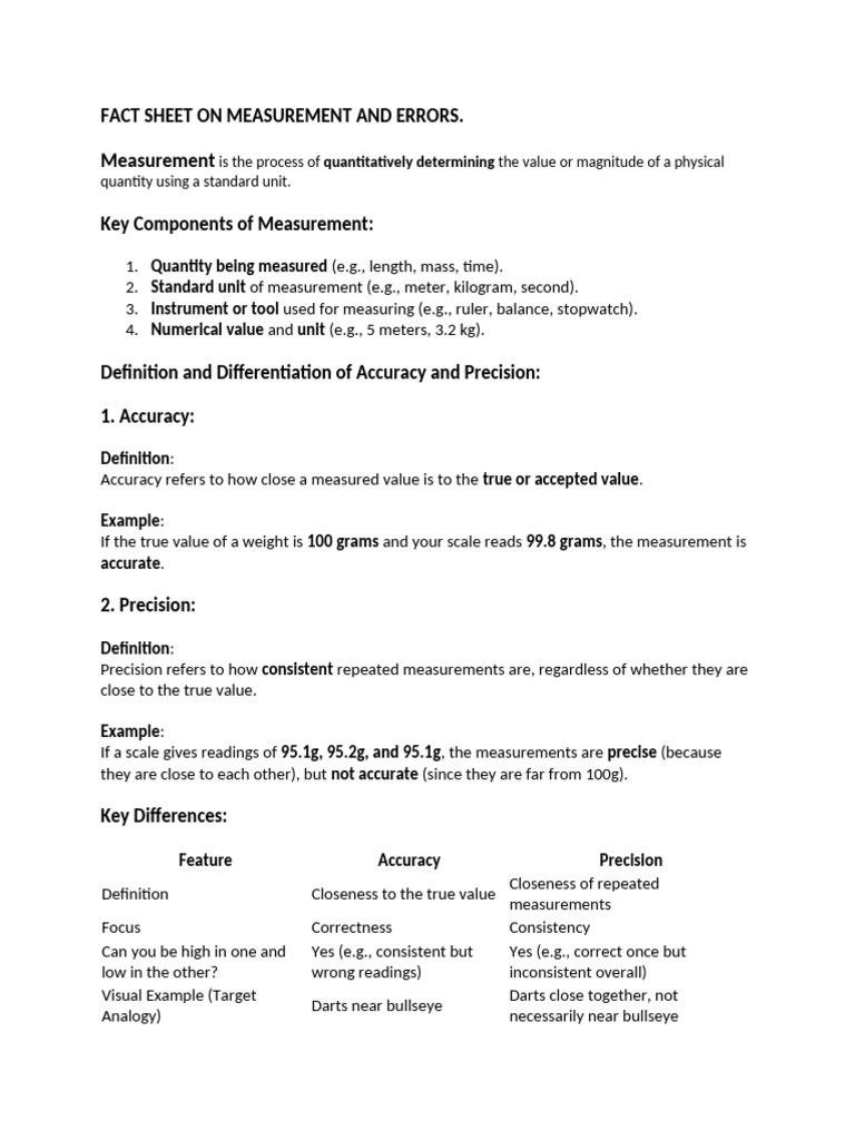 Measurement Accuracy and Errors Explained | PDF | Observational Error ...