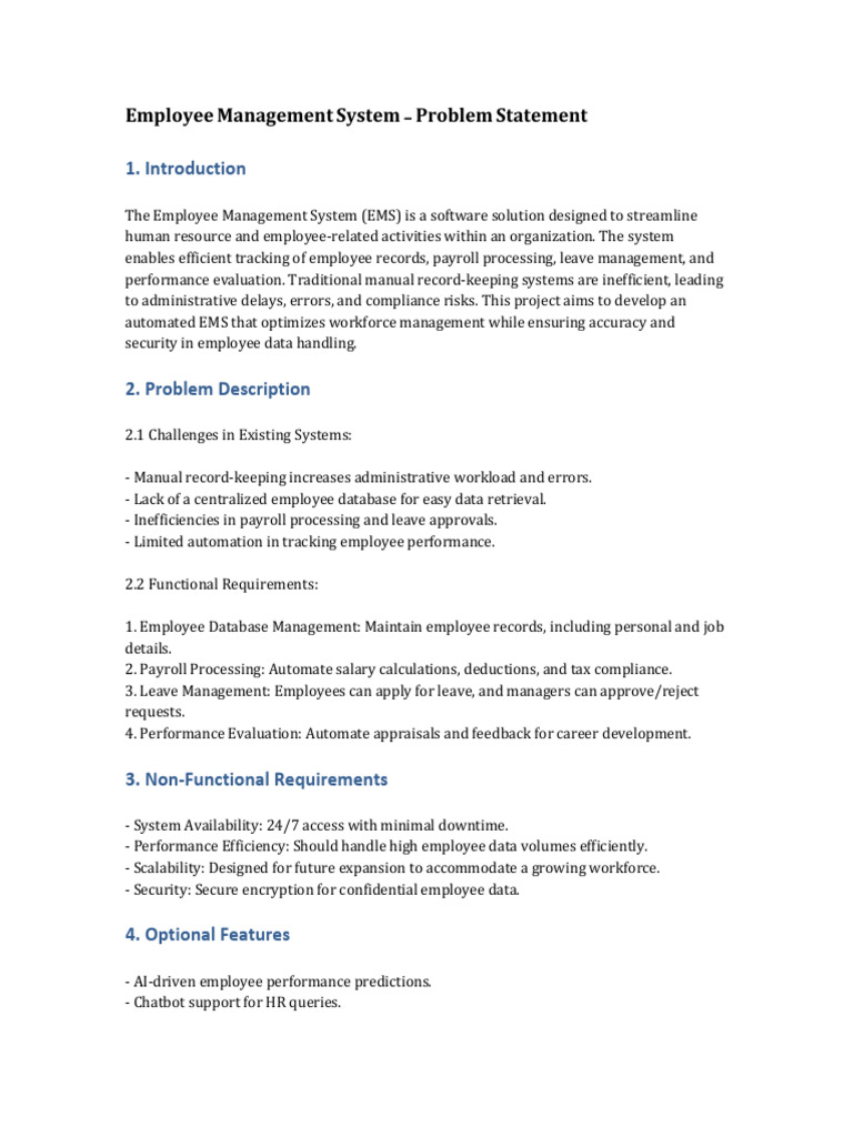 Employee Management System Overview | PDF | Databases | Performance ...