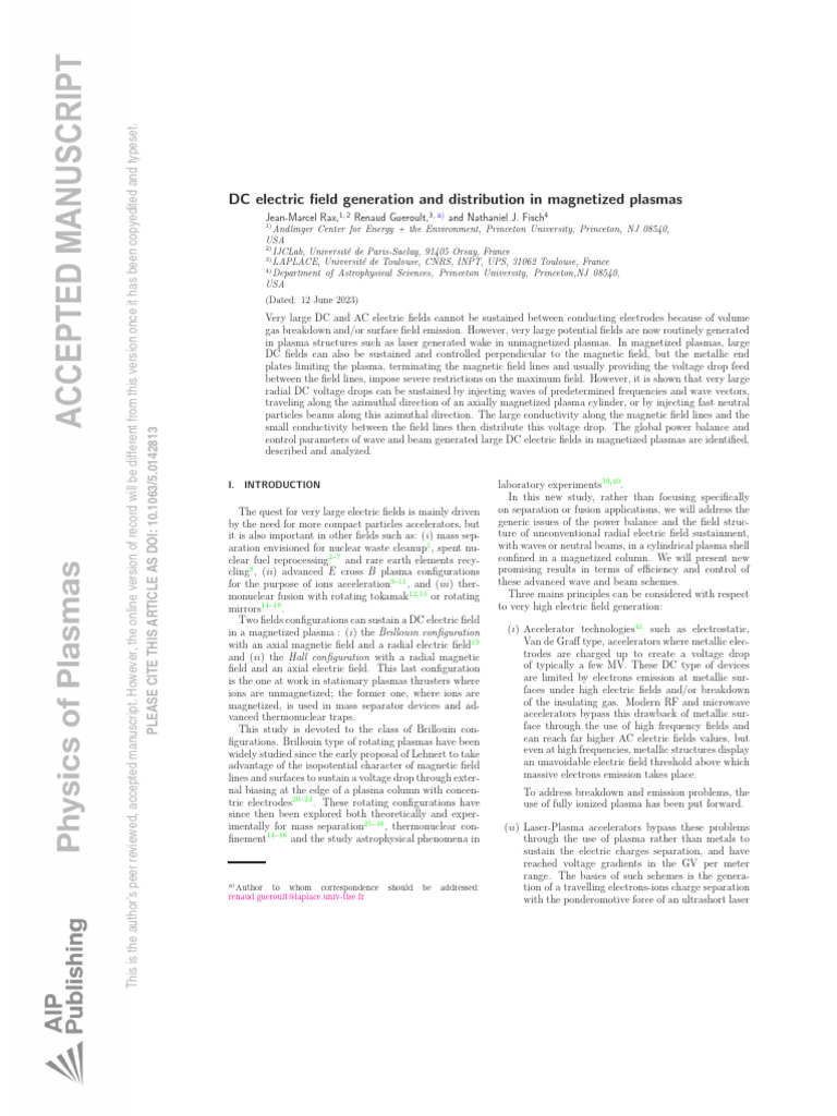 Rax 2023 DC Electric Field Generation and Distribution in Magnetized ...