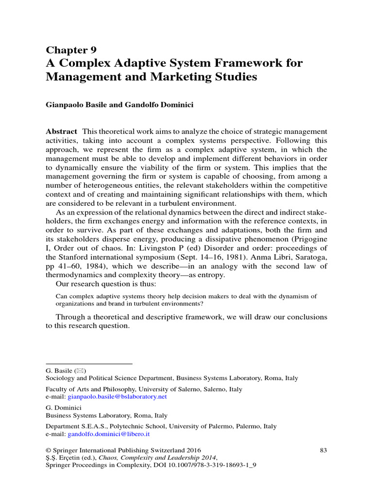 Complex Adaptive Systems in Management | PDF | Entropy | System
