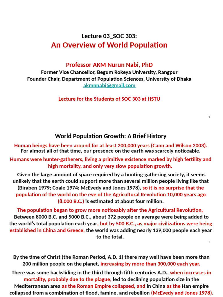 World Population Growth Overview | PDF | World Population | Population