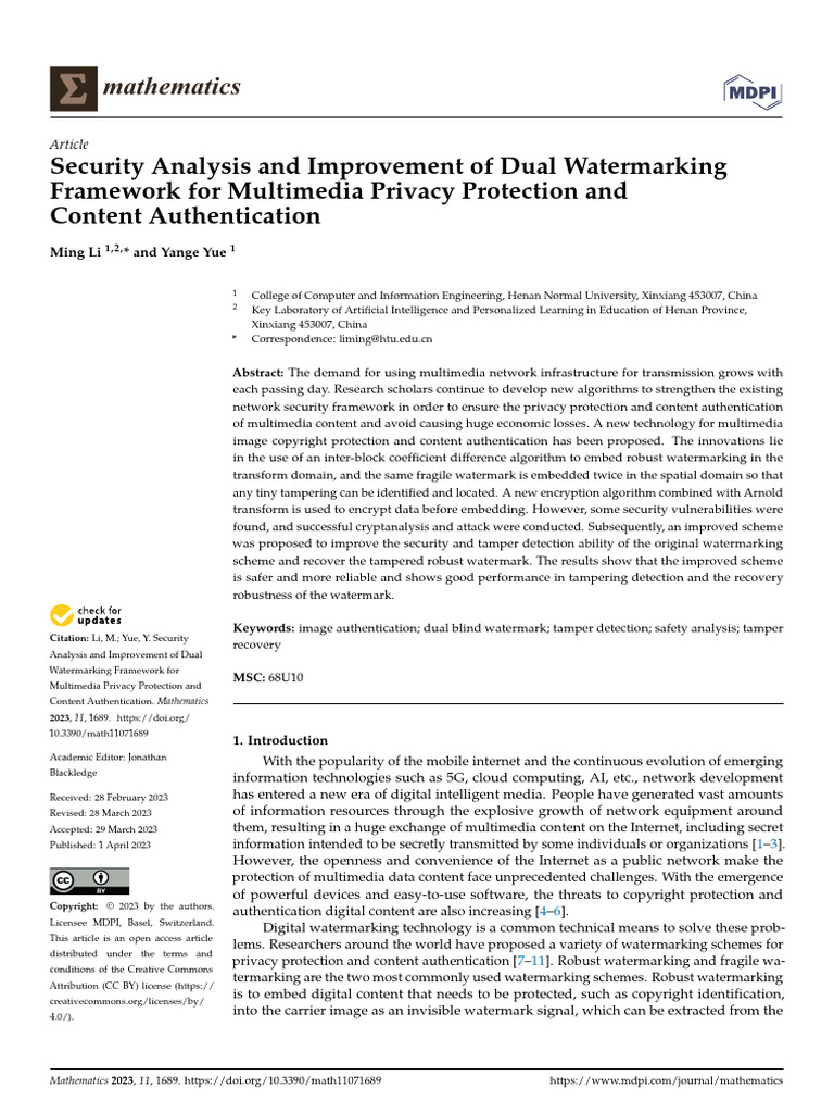 Dual Watermarking Security Analysis | PDF