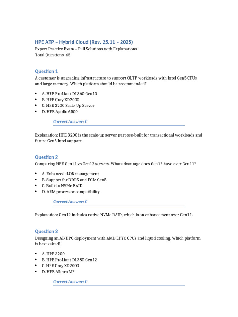HPE Hybrid IT Solutions Exam Guide | PDF | Computing | Computer ...
