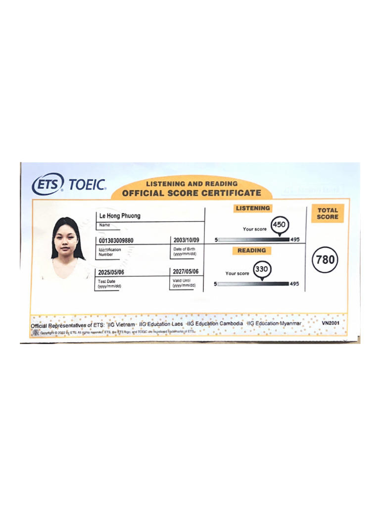 TOEIC Cert (Scan) | PDF