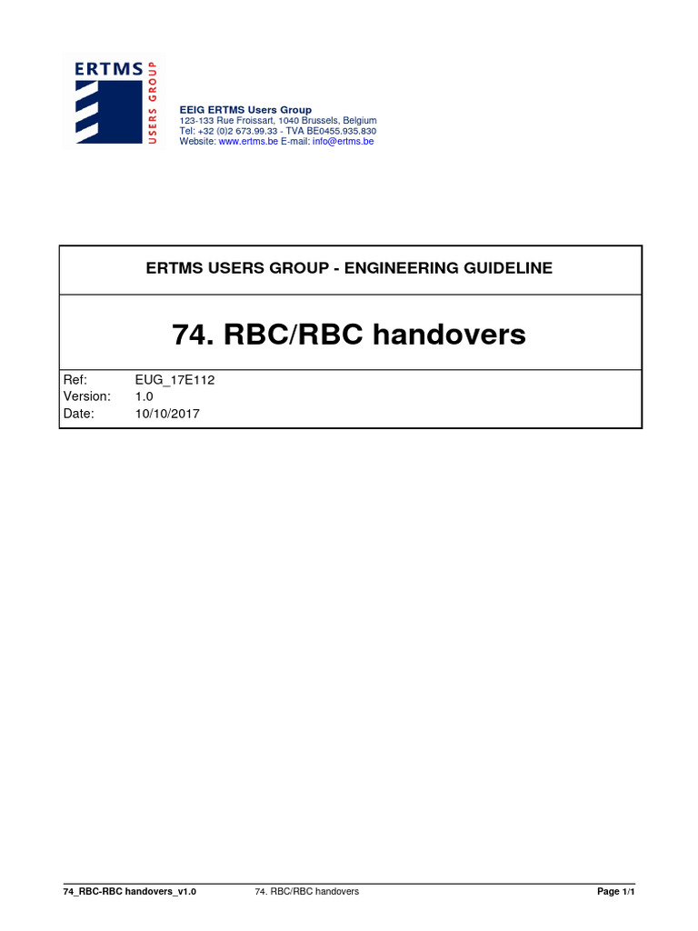 RBC-RBC Handover Engineering Guidelines | PDF | Railway Safety