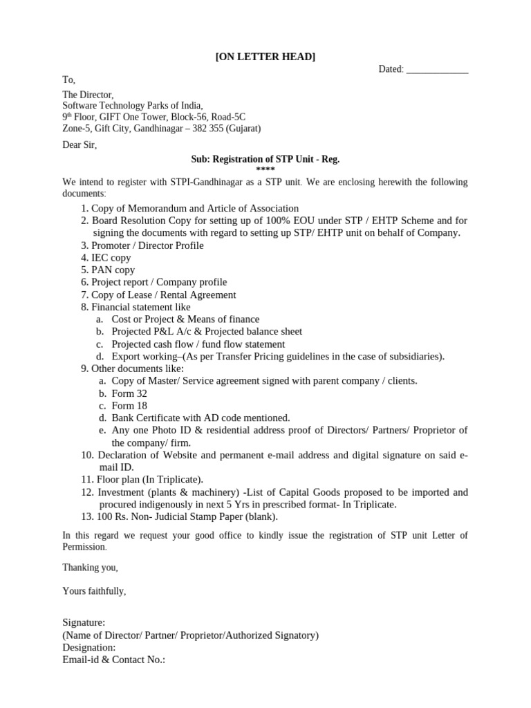 STP Unit Registration Request | PDF