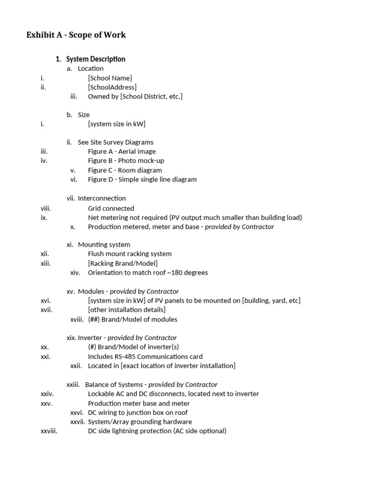 Solar PV System Scope of Work | PDF