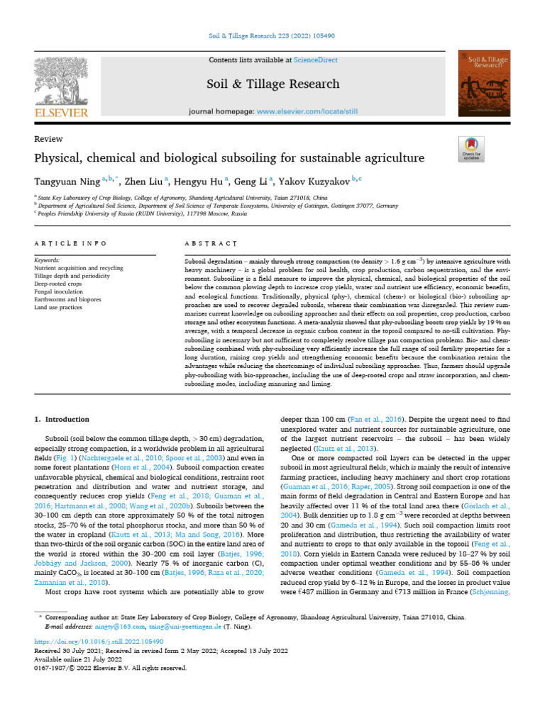 Subsoiling for Sustainable Agriculture | PDF | Soil | Root
