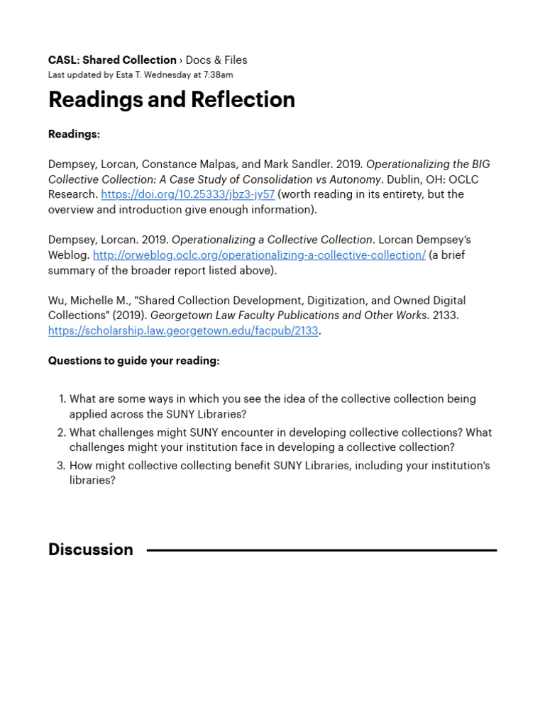 Operationalizing Collective Collections | PDF