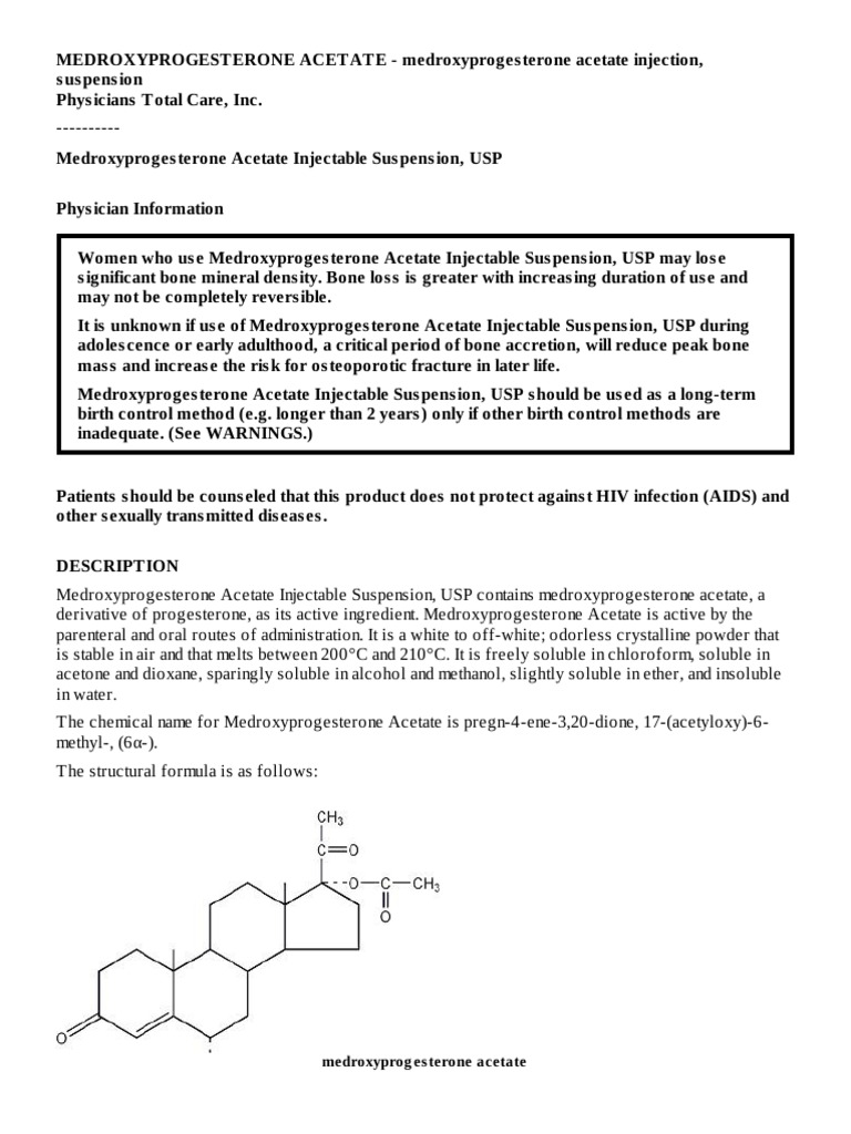 Medroxyprogesterone Acetate Injection Guide | PDF | Injection (Medicine ...