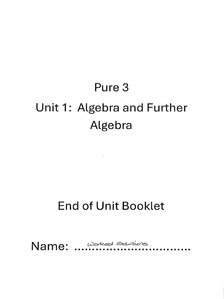 WS Algebra and Further Algebra | PDF