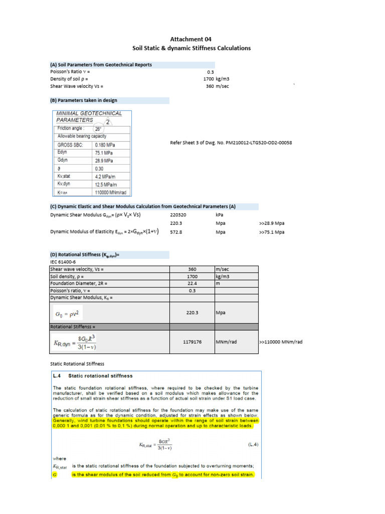 Attachment 04 - Soil Static & Dynamic Stiffness Calculations | PDF