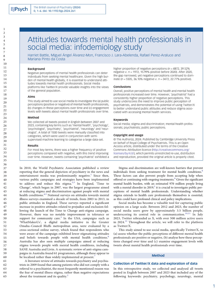 Attitudes Towards Mental Health Professionals in Social Media ...