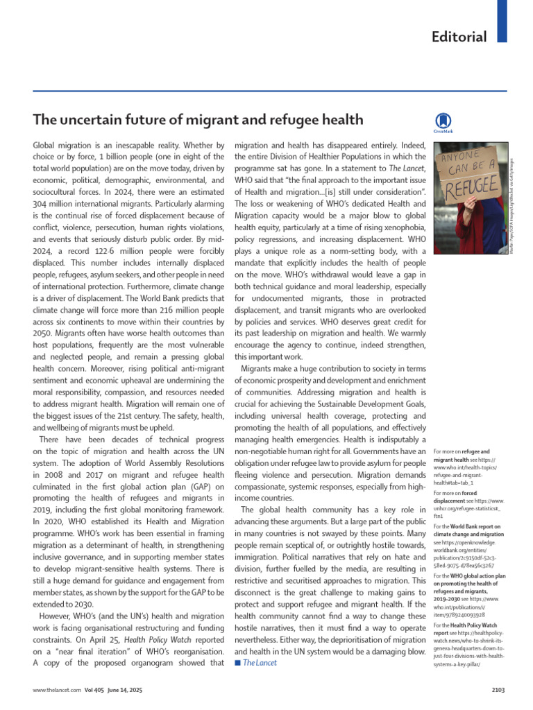 Future of Migrant Health Challenges | PDF | Human Migration | Refugee